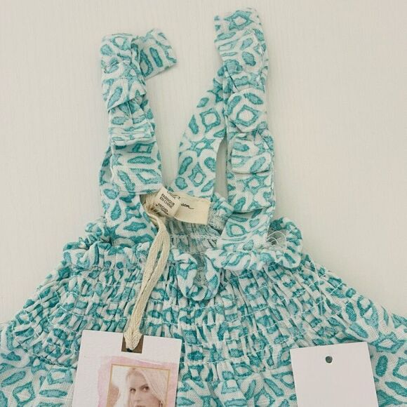 Jessica Simpson Baby Girls 2 Pc Summer Shorts aqua white Set size 3/6 months new - Picture 4 of 13